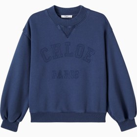 Resim Logolu Pamuk Polar Kız Çocuk Sweatshirt - Mavi / Y-8 