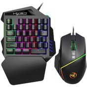 Resim Hxsj A876 Kablolu Rgb Tek El Oyuncu Klavye + V100 Optik Oyuncu Mouse Ux Optik 