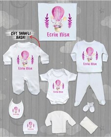 Resim Minito Baby İsme Özel 10'lu Pamuklu Kız Bebek Hastane Çıkışı Seti_MT_204-10 Krem 