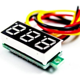 Resim Mini Dijital Voltmetre Ekran Modülü, 0-100V, 0.28 Inç, 3 Kablolu, Kırmızı Ekran 