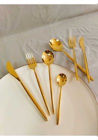 Resim Ikon 42 Prç 24 Ayar Altın Kaplama Çatak Kaşık Bıçak Seti Gold 