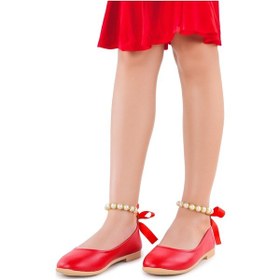 Resim Kiko Kids Cilt İncilli Lastikli Kız Çocuk Babet Ayakkabı Arç 01 Kırmızı 