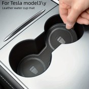 Resim Her Gün Rahatlık için Tesla Model 3 & Y Fit Siyah PVC Su Altlığı Matı (2021-2023) - Çift Bardak Tutucu Tasarımı, Çizilme Koruması, Kolay Temizlenebilir, Araba İç Aksesuarı | Şık Tasarım | Dayanıklı Altlık 