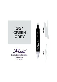 Resim Çift Uçlu Marker Grafik Çizim Kalemi Gg1 Yeşilimsi Gri 