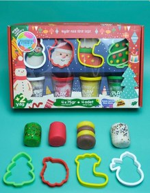 Resim 8 Li Yeni Yıl Oyun Hamuru Seti - 4 X 75gr Çok Renkli 