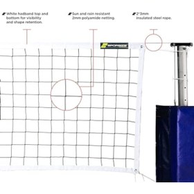 Resim GARENTAS 4 mm Çelik Halatlı Voleybol Ağı, Tüm Hava Koşullarına Uygun 