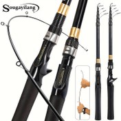 Resim Sougayilang 1 adet 1.8-2.4m/5.9FT-7.9ft Teleskopik Döner/Dökme Balıkçılık Çubuğu, Taşınabilir Karbon Fiber Balıkçılık Çubuğu EVA Saplı, Tatlısu Tuzlu Su Balıkçılığı İçin Balıkçılık Takımı 