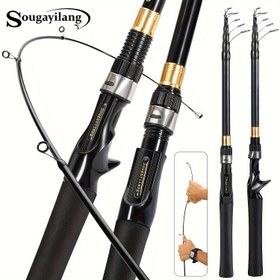 Resim Sougayilang 1 adet 1.8-2.4m/5.9FT-7.9ft Teleskopik Döner/Dökme Balıkçılık Çubuğu, Taşınabilir Karbon Fiber Balıkçılık Çubuğu EVA Saplı, Tatlısu Tuzlu Su Balıkçılığı İçin Balıkçılık Takımı 