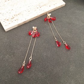 Resim Şık ve Çok Yönlü Kelebek Kırmızı Nar Çekirdeği Püskül Küpeler 