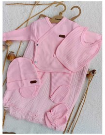 Resim Bilge Trend Pembe 4 Kat Müslin Battaniyeli 6 Parça Hastane Çıkışı Pembe 