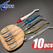 Resim ANFS 10 Adet Yumuşak Plastik Balıkçılık Yüzücüleri - Yüksek Refraksiyona Sahip Batan Yemler ve Jig Başlıkları ile Levrek & Alabalık için, Tatlı/Tuzlu Su Ekipmanları, Karışık Renkler (Beyaz, Mavi, Siyah, Gri, Yeşil), Balık Yemi 