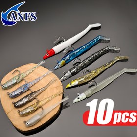 Resim ANFS 10 Adet Yumuşak Plastik Balıkçılık Yüzücüleri - Yüksek Refraksiyona Sahip Batan Yemler ve Jig Başlıkları ile Levrek & Alabalık için, Tatlı/Tuzlu Su Ekipmanları, Karışık Renkler (Beyaz, Mavi, Siyah, Gri, Yeşil), Balık Yemi 