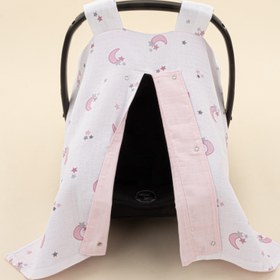 Resim Puset Örtüsü - Çift Taraflı - Bebe Pembe Muslin - Pembe Ay 