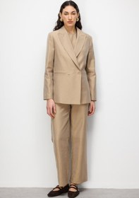 Resim Mizalle Bej Rengi Kruvaze Blazer Ceket 