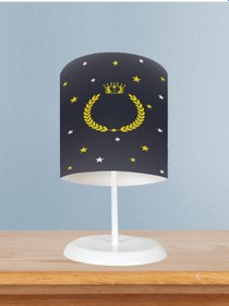 Resim Mekta Home Bebek Ve Çocuk Odası Yol Ve Seksek Desenli Antrasit Abajur 