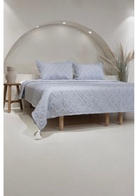 Resim Koza Home Stella Lacivert Çift Kişilik Baklava Desenli Yatak Örtüsü 230x250 Lacivert 