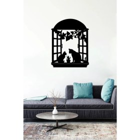 Resim Penceredeki Kedi Aşkı Duvar Özel Yeni Sticker Yapıştırma (Sudan ve Nemden Etkilenmez) 