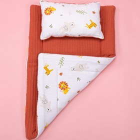 Resim Alt Açma Matı ve Yastık - Çift Taraflı - Kiremit Örgü - Aslan 