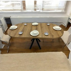 Resim Oval Yemek Masası 6 Kişilik 160 X 90 Ceviz Ceviz 