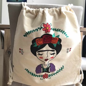 Resim El Boyama Özel Figürlü Sırt Bez Çocuk Çantaları - Frida 