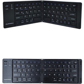 Resim Platoon PL-377 Ultra ince Katlanabilir Android/iOS/Sistem Uyumlu Kablosuz Bluetoothlu Klavye 