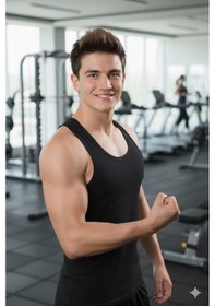 Resim Lüx Wood Lüx Erşah Erkek Pamuklu Likralı Sporcu Sırt Atlet - Kod: 509 Siyah 