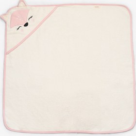 Resim Kanz Bebek Kundak Havlu %100 Pamuk Nakışlı 75x75cm - Fox Pudra 