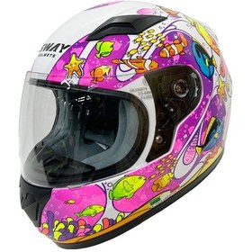 Resim Sway Çocuk Sw 815k Ocean Full Face Kapalı Kask Beyaz - Pembe 