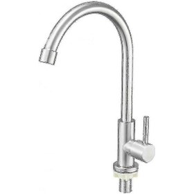 Resim Paslanmaz Çelik Musluk Tek Soğuk Su Musluğu Banyo Dikey Musluğu Mutfak Su Musluğu 