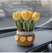 Resim Oldfriend 1 Adet El Yapımı Sarı Örgü Laleler Dekorasyon Aksesuar 