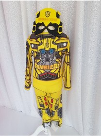 Resim Patiska Nostalji Bumblebee Transformers Kostümü Sarı 