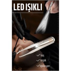 Resim Skygo ModaCar Led Işıklı Cımbız Kirpik Kaş Cımbız Epilasyon Cımbızı 