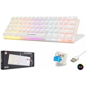 Resim Hadron G508B Mekanik Oyuncu Klavyesi %60 Mini - RGB Blue Switch Q Beyaz 