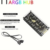 Resim Bir Dakika On Işık Hub - SATA Güç Kaynağı Portu, 5V3 Pin ARGB Kontrol Cihazı Tanrı Işığı Senkronize Işık Genişletme Kontrol Cihazı 