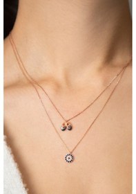 Resim Papatya Silver Kadın Asansörlü Papuç Nazar Model 925 Ayar Gümüş Kolye 