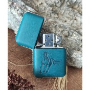 Resim Atölye Çınar El Yapımı Hakiki Deri Kılıflı Zippo Çakmak 