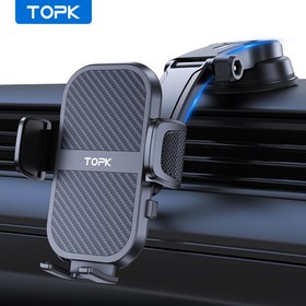 Resim TOPK D46-C Araba Gösterge Paneli Telefon Tutucu, Yatay ve Eğimli Kullanım İçin Ayarlanabilir, Güçlü Yapışkanlık ile Yüksek Sabitleme, Ekstra Yapışkan Pedlerle Birlikte Geliyor, Tüm Cep Telefonlarıyla Uyumlu 