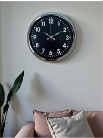 Resim Zentime Modern 40 Cm Metal Krom Standart Duvar Saati Açık 