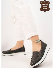 Resim Elit Mn84c Kadın Hakiki Deri Espadril Siyah Siyah 