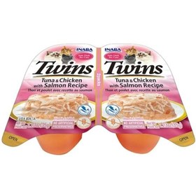 Resim Inaba Twins Tavuklu & Somonlu ve Ton Balıklı Jöleli Yetişkin Kedi Konserve Ödül Maması 2X35 gr 