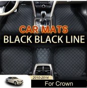 Resim Chuangyinshop Toyota Crown 2010-2014 Lüks Kaymaz Tabanlı 5 Parça Deri Kırmızı Çizgili Halı Seti 