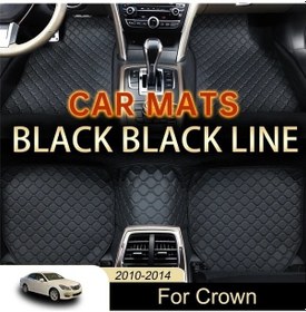Resim Chuangyinshop Toyota Crown 2010-2014 Lüks Kaymaz Tabanlı 5 Parça Deri Kırmızı Çizgili Halı Seti 