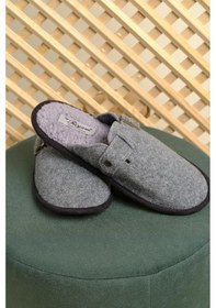 Resim Kışlık Keçe Toka Detaylı Kürklü Erkek Ev Terliği 001 