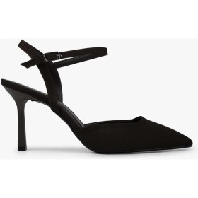 Resim Shoeberry Kadın Lura Kahve Saten Stiletto İnce Topuklu Ayakkabı Suni Deri Tabanlı 