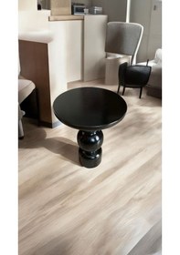 Resim Simillo Wood Wooden Ahşap Karpuz Model Tekli Mantar Yan Sehpa Modern Siyah Renk Fiskos Siyah 