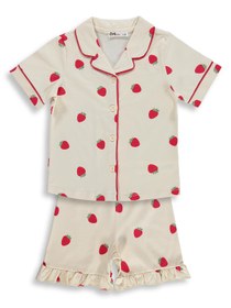 Resim Civil Girls Çilek Desenli Şortlu 2-5 Yaş Pijama Takımı - Fil Dişi - Fil Dişi / 5-6 Yaş 