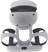 Resim Aokicase For PS VR2 Multifunctional Controller Charging Station with LED, Multifunctional Cooling Base, Dual Charger Docking Station for PS VR2 with Headset Holder (White, PS VR2) PS VR2-001B 