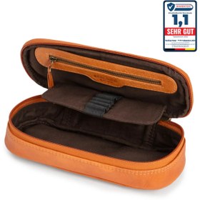 Resim Felix Vintage Deri Kalemlik, El Yapımı Kalem Çantası, Unisex Tasarım - Koyu Gri 