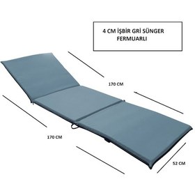 Resim Kamp Yatağı Çadır Yatağı Şezlong Minderi 170x52x4 Cm Işbir Sünger Fermuarlı Şezlong Gri 