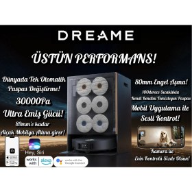 Resim Dreame Ultra 10 Özel Tasarım Robot Süpürge 30000PA 8cm Engel Aşma Dünyada Tek Otomatik Paspas Değiştirme Dreame Türkiye Garantili 